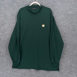 Notre Dame Shirt Mens XL Green Fighting Irish Mockneck Gold Embroidered Long Slv